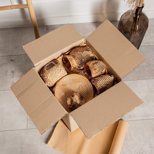 50m Brown Honeycomb Packing Paper Roll for Moving Shipping Packaging Materials Width 30cm 2