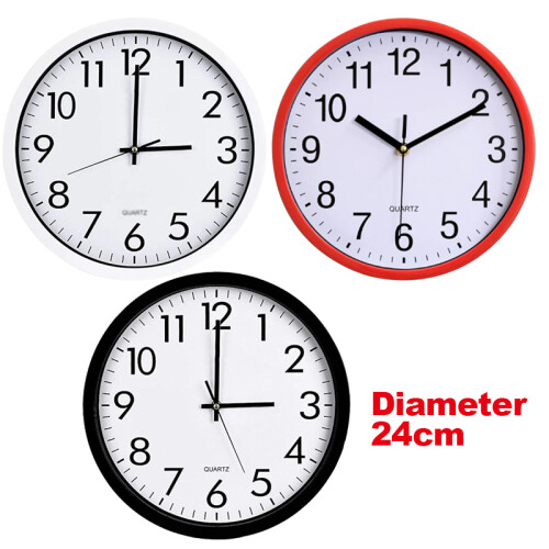 Quartz Basic Wall Clock Round Vintage Analogue Clocks for Home Kitchen Bedroom 24 cm - White 1