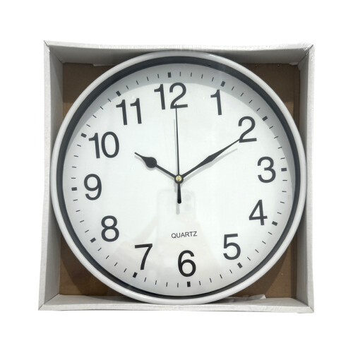 Quartz Basic Wall Clock Round Vintage Analogue Clocks for Home Kitchen Bedroom 24 cm - White 2