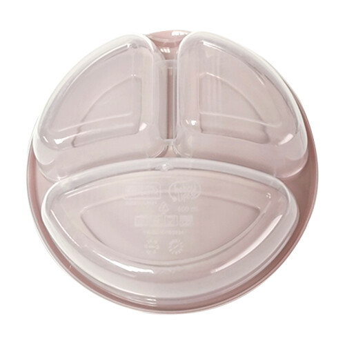 Smart Round 3 Divided Clear Plastic Food Storage Container - Random Colours 2