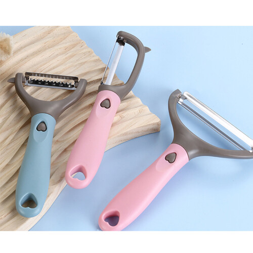 Steel Handheld Vegetable Peeler with 2 Interchangeable Cutters - Random Colour 1