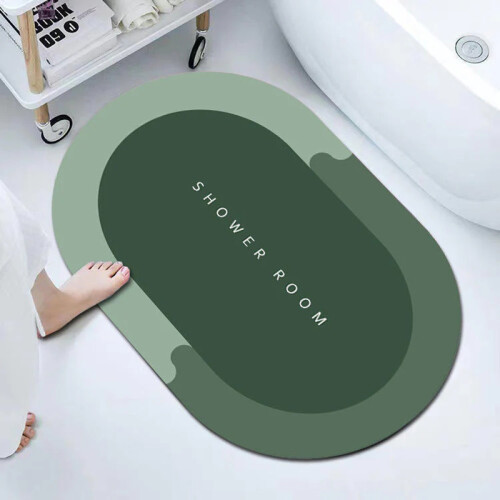 Bathroom Absorbent Bath Mat Long Oval 59cm Assorted Copywriting and Colours - Random Sent 1