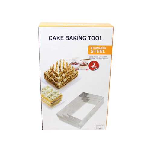 3 Piece Rectangle Cake Baking Mould Stainless Steel Cake Baking Tool 1