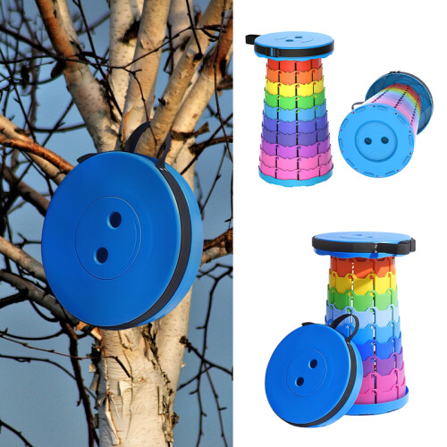 25 x 45cm Foldable Collapsible Stool Rainbow Colour Portable Chair Folding Stool Lightweight Round Adjustable Camping Stools 1