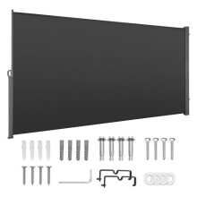 Paravento Lateral Retráctil-Duoku-185x420 cm-Ideal Resistente al Agua y Permite Delimitar los Espacios-Color Gris