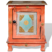 Mesa de cabeceira, cômoda, armário, móvel de quarto, madeira de mangueira maciça, laranja 1402016