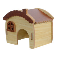 Light Brown Small Animal Wooden Hideout Hamster Cage Exercise Hut