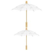 2Pcs Embroidered Cotton Lace Parasols Wedding Umbrella Decor White