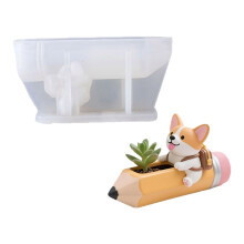 Silicone Craft Mold Playful Pencil Dog Shape Planter Molds