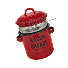 Emaille Bacons Vetcontainer met Spatel en Lepel-Rood