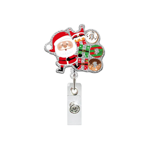 Christmas Themed Sequins Badge Holder with Belt Clip-1