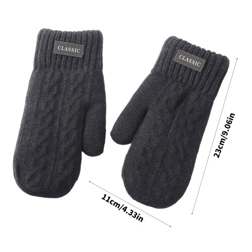 Men Knitted Winter Gloves Fleeces Lined Thermals-Light Gray 2