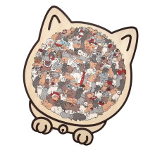 Non Toxic Wood Cats Puzzle Set 135 Precisely Cut Pieces With-A