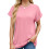 Women's Oversized Crew Neck Rolled Hem Short Sleeve-Pink S 1