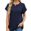 Women's Oversized Crew Neck Rolled Hem Short Sleeve-Navy Blue L 1