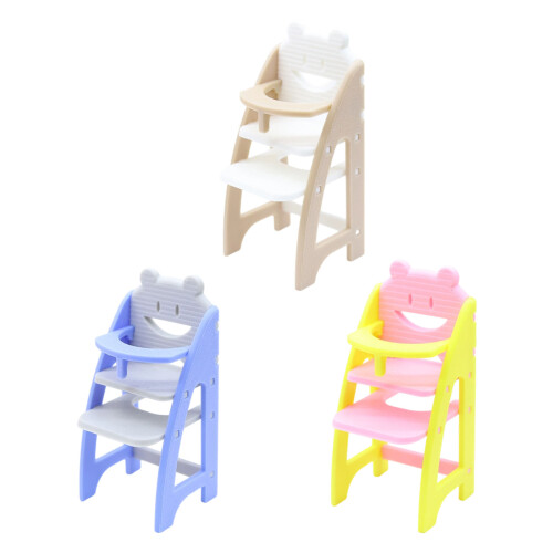 Chaise haute miniature pour bébé, échelle 1/12,-rosejaune 1
