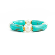 Bracelet élastique en résine marbrée avec illustration,-Vert