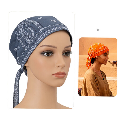 Cotton Fabric Pirate Hat Bandana with Sun Blocking-Plum 2