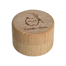 Compacte ronde houten tandconserveringsdoos-tandenfee patroon