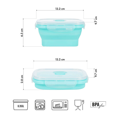 Faltbare Lunchbox, Mint, 355 ml, kompakter Behälter 1