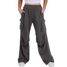 Women's loose-fitting wide-leg high-waisted-Dark Grey M