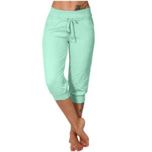 Women's Cropped Sweatpants Lightweight Casual High-green XXL