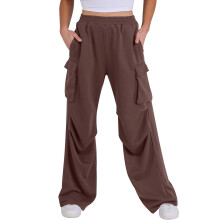 Women's loose-fitting wide-leg high-waisted-Dark Brown L