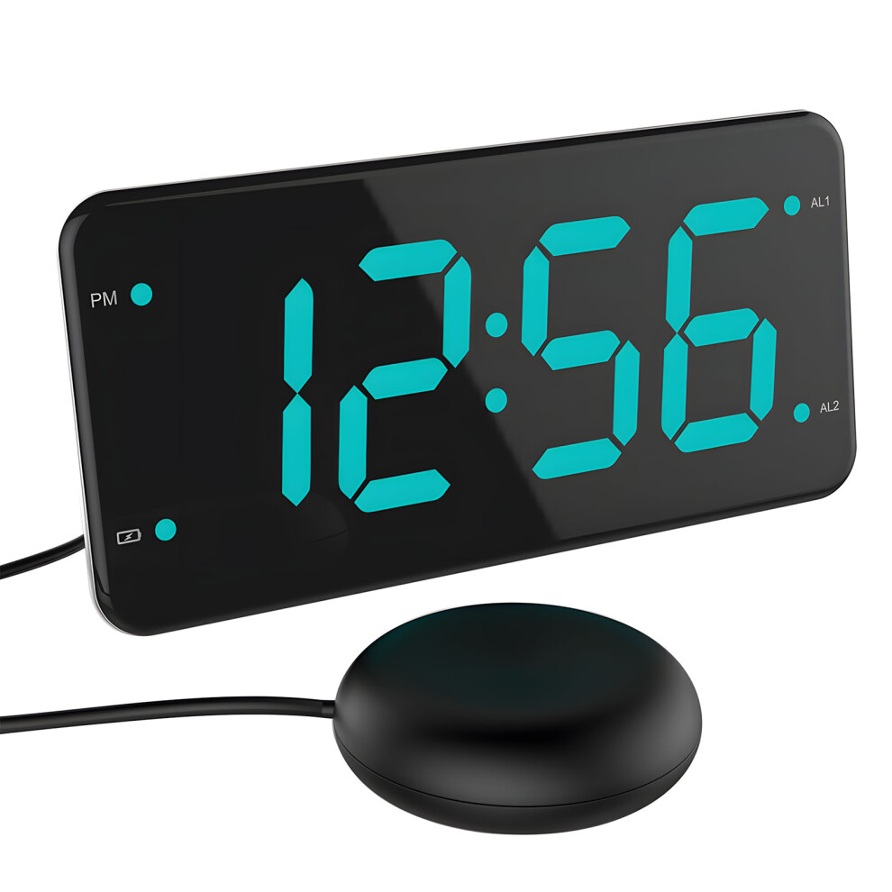 Loud Duals Alarm Clock With Bed Shaker For Heavy Sleepers- Green 7754004356368