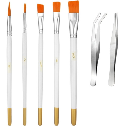 Brosse de décoration de gâteau avec pincettes en acier