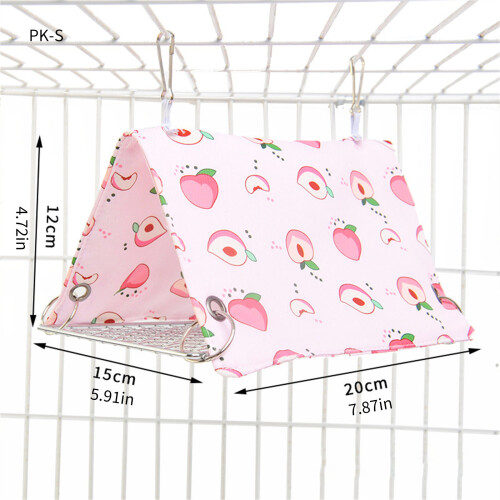 Summer Hanging Bird Nest Triangular Metal Meshes Bird-Pink S 2