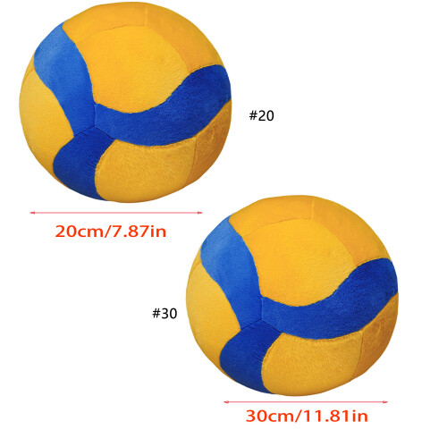 Furry Volleyball Shape Throw Pillow-blue white red 30cm 1