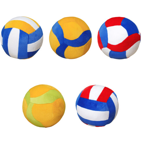 Furry Volleyball Shape Throw Pillow-blue white red 30cm 2