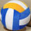Furry Volleyball Shape Throw Pillow-blue white red 30cm 5