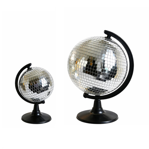 Statues de Globe boule Disco en argent, Sculpture de-Argent S 1