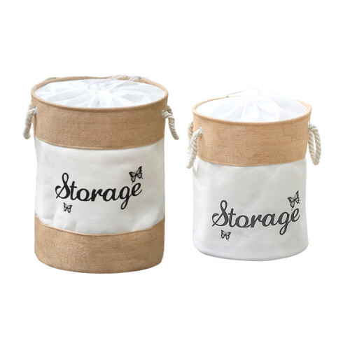 Laundry Hamper Cotton Rope Storage Basket with Handles for-M 1