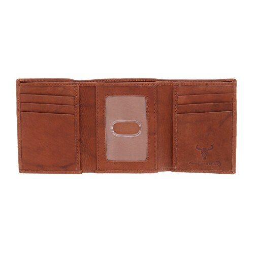 CTM Men's American Bison Leather RFID Trifold Wallet 2