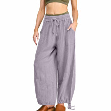 Women's Cargo Tapered Pants High Waist Fashion-Lavender S