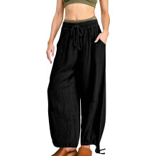 Women's Cargo Tapered Pants High Waist Fashion-Black XXL
