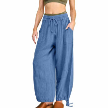 Women's Cargo Tapered Pants High Waist Fashion-royal blue M