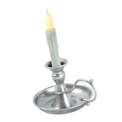 Elegant Antique Candleholder with Handle and LED-warm silver