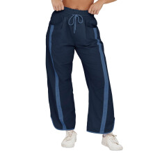 Womens Wide Leg Pants Stripe Collision Color-Dark Blue XL