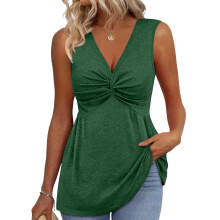 Women's Ruffled Camisole V-Neck Sweatshirt with-Army Green XXL