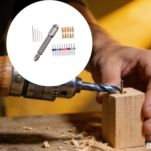 Aluminum Hand Drill With 7Pcs Twist Drill Bit Manual-Black 2