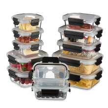Glass Food Storage Containers with Lids, Set of 12
