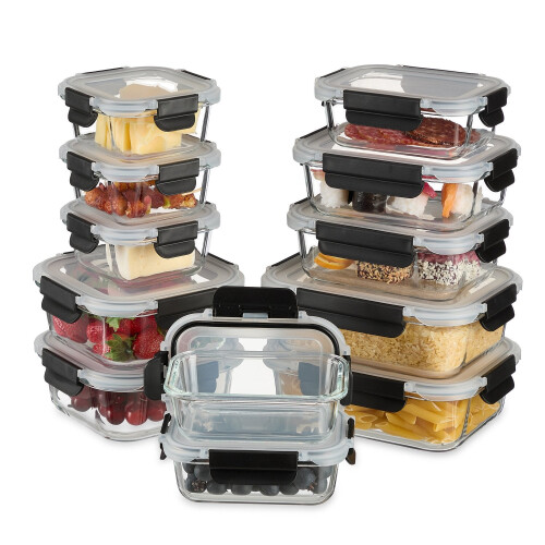 Lot de 12 boîtes de conservation en verre avec couvercles