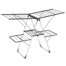 2-Tier Folding Clothes Drying Rack with Adjustable Wings