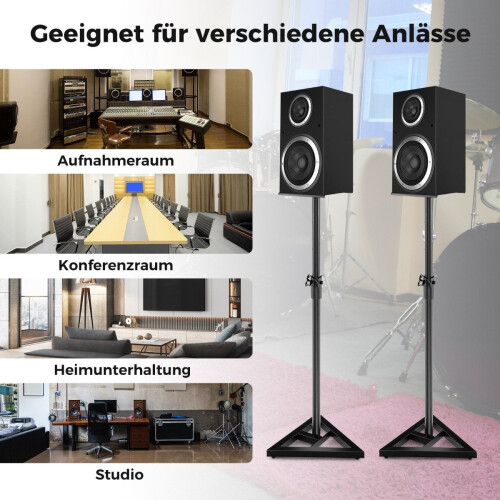 Adjustable Speaker Stands, 97-157cm, 50kg Capacity, Black 2