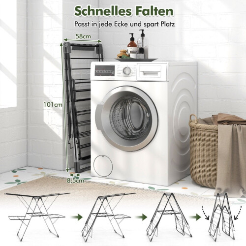 2-Tier Folding Clothes Drying Rack with Adjustable Wings 2