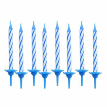 Candele di compleanno - EDEN - Confezione da 24 - Blu - H 5,5 cm - Supporto in plastica