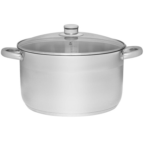 Stahltopf mit Glasdeckel, 10 l, 28 cm